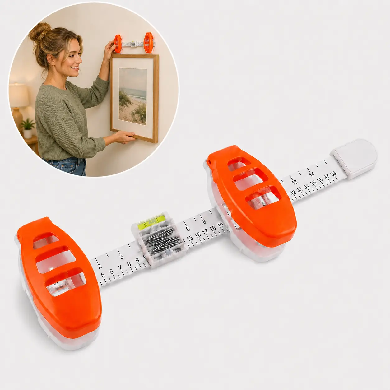 Professional Picture Hanging Organiser Tool with Level, Ruler, Easy & Precise Placement, Multifunctional Frame Alignment Kit for 4th of July Home Wall Decor
