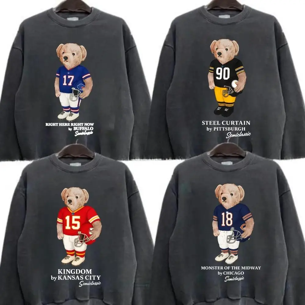 Football All Team Graphic Dark Heather Sweatshirt, Pullover Vintage Sport Varsity Crewneck
