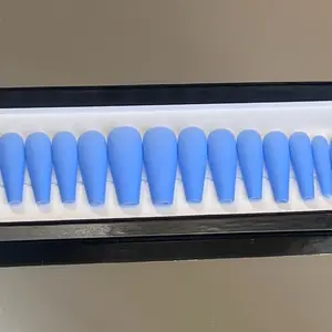 Baby Blue Coffin Nails - 24 Piece Set for Perfect Manicure