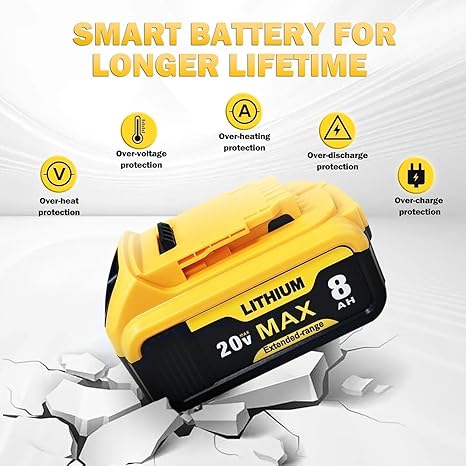 4 Packs of 8000mAh Replacement Parts for 20V Max Battery Lithium-Ion Cordless Power Tools