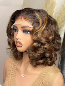 18-Inch Natural Gradient Curly Wig, Soft Body Wave, 180 Density Lace Front, Heat-Resistant Synthetic, Daily Use, Women's Wigs