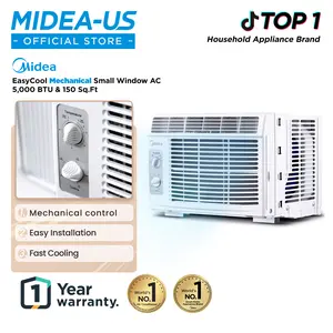 Midea 5,000 BTU EasyCool Mechanical Small Window Air Conditioner - Cool up to 150 Sq. Ft. AC with Easy-to-Use Mechanical Controls and Reusable Filter, Perfect for Small Bedroom, Living Room, Home Office, Mother’s Day