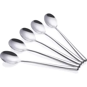 Korean long Handled soup spoon, Pack of 5,Bar Spoons Long,,Set of 5