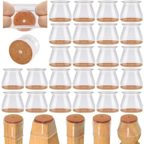 8/16/24PCS Silicone Rubber Furniture Leg Floor Protectors, Non-Slip Caps for Hardwood Floors, Stool Leg Guards, Rubber Furniture Legs