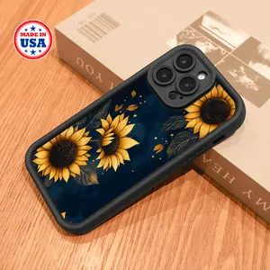 Golden sunflowers under the dark blue night sky,complete protection, trendy aesthetic case, sleek iphone case, fashion shockproof, smartphone shockproof Cover Protector tuff  phone  cases Casing Cellphone