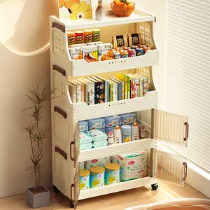 5-Tier Foldable Storage Cabinet, Large Household Organizer, Multi-Layer Collapsible Shelf for Bedroom Nightstand, Kitchen & Bathroom