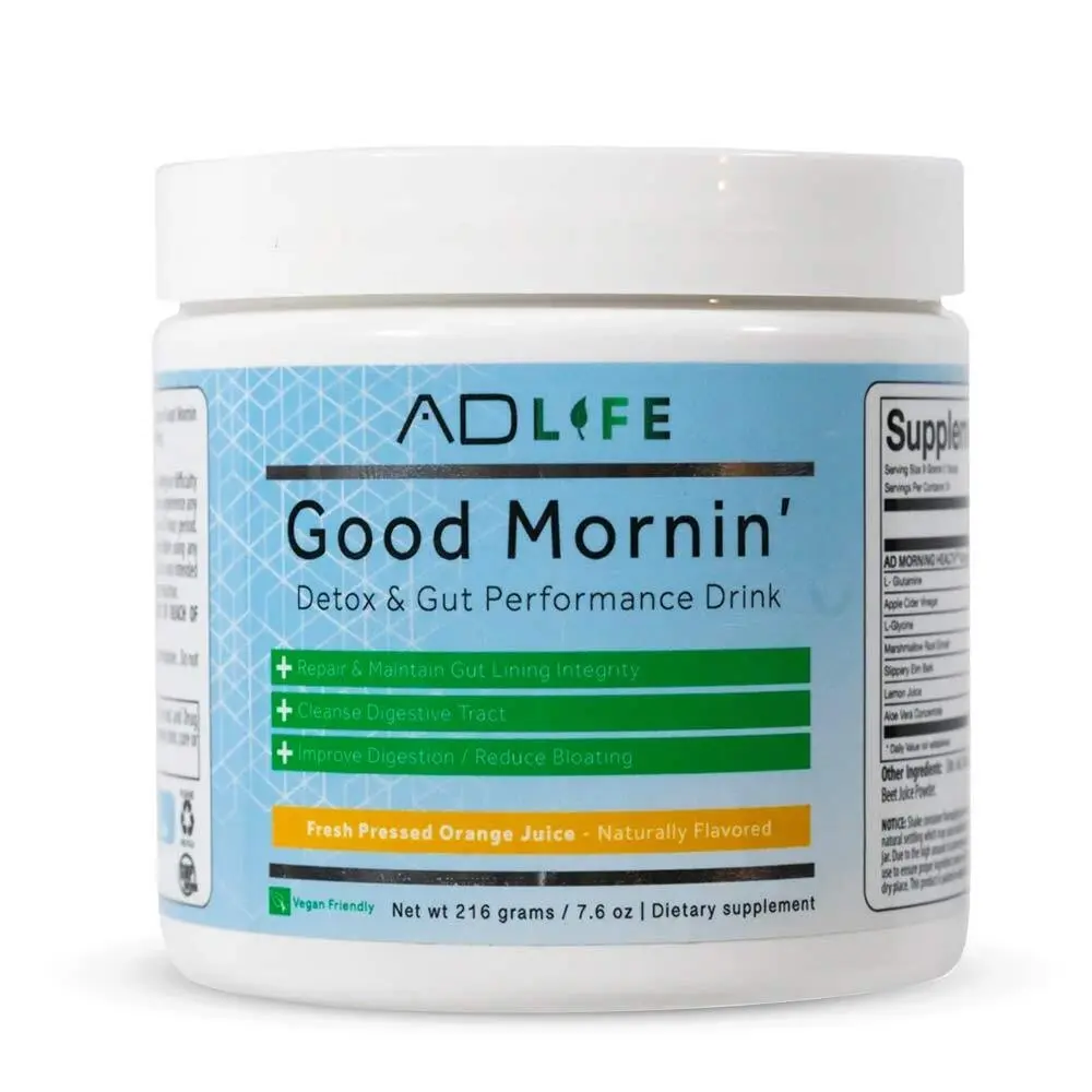 AD LIFE Good Mornin Detox and Gut Performance Drink - 5g L-Glutamine, 1g Apple Cider Vinegar, 24 Servings, Dietary Supplement