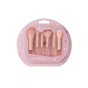 6Pcs Candy Makeup Brush Set Soft Bristles - Powder, Blush, Highlight, Eyeshadow, Concealer & Brow Brushes