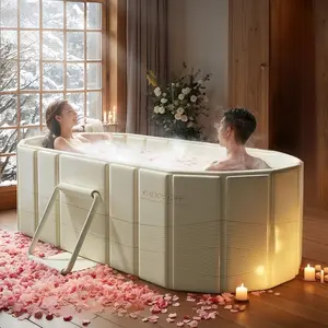 59" Foldable Adult Bathtub – Large Collapsible Soaking Tub for Bathroom, Portable Spa Bath for Small Apartments, Shower Stalls & Relaxing Home Spa Sessions