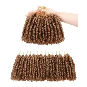 4 Inch 7 Packs Super Short Passion Twist Crochet Hair for Black Women and Kids-Pure Blonde Pre Looped Pretwisted Soft Hair Extensions,Braided by Synthetic Spring Kinky Twist Bohemian Curl(4"-7P,27#)