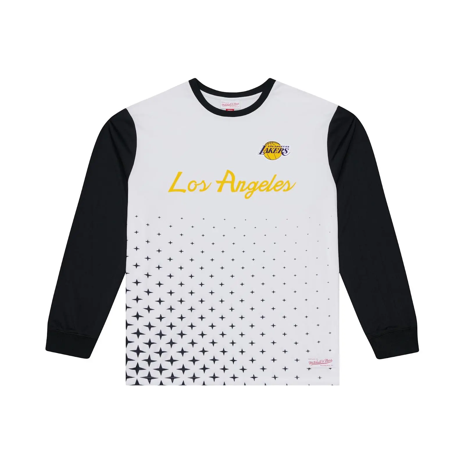 Los Angeles Lakers White Long Sleeve Polo Jersey NBA Throwback Shirt Vintage Fan Gear Mitchell & Ness