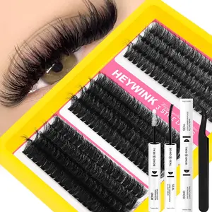 HEYWINK Lash Clusters Kit 60D 80D 100D Thick Cluster Eyelash Extensions 12-18mm Lightweight DIY Lash Clusters for Bold Looks & Customizable Volume - Makeup