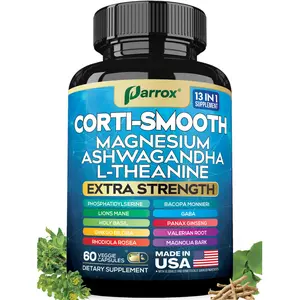 Corti-Smooth Magnesium Supplement - Parrox 13 in 1 Cortisol Supplement with Ashwagandha, L-Theanine & More Natural Ingredients - Made in USA - 60 Capsules