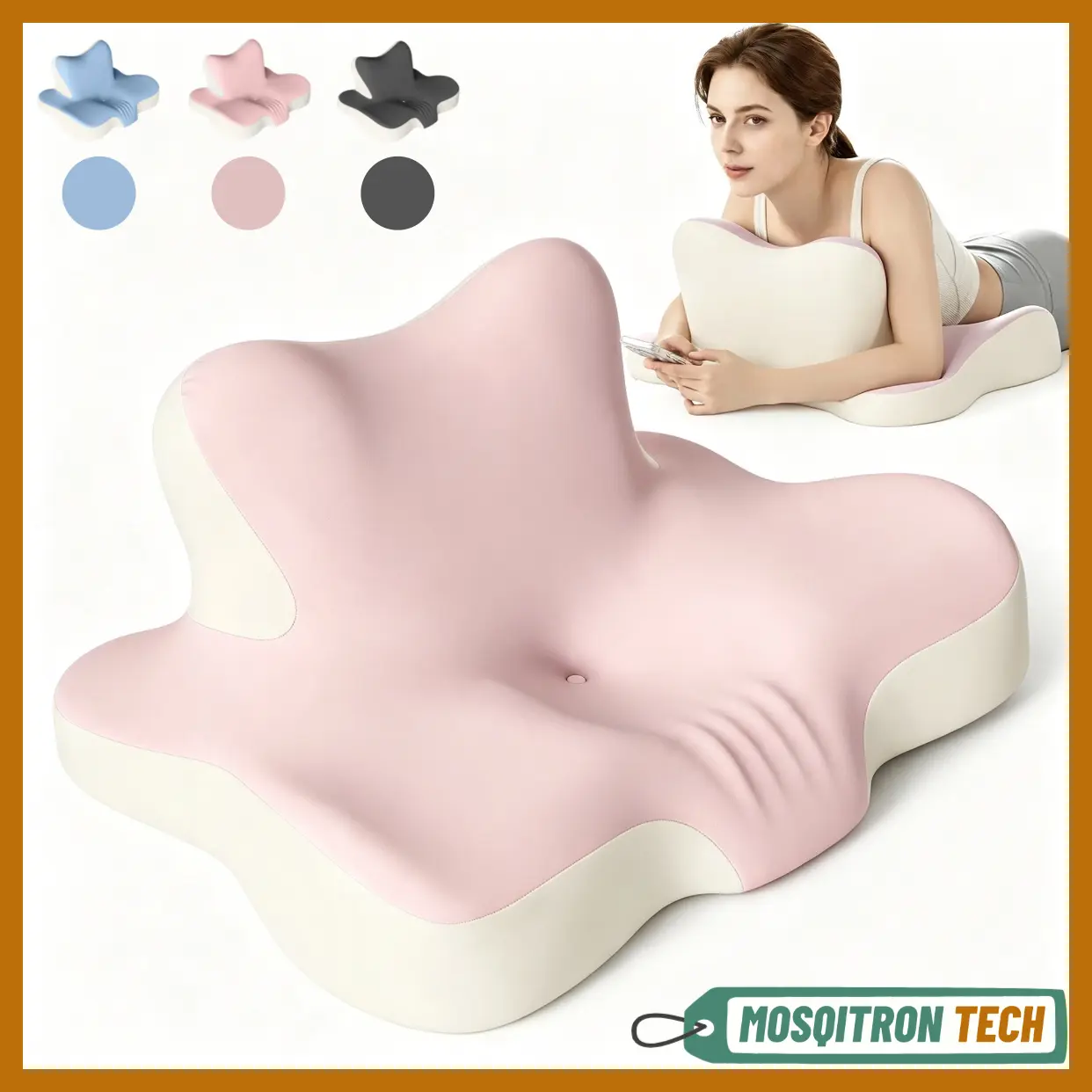 Ergonomic Cloud-Shaped Pillow - ContouredMemory Foam, Supportive Neck & Back,Breathable Removable Case, Ideal for Sleep,Reading, Office, Gift