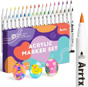 Arrtx Acrylic Painting Pens - 12/30/36-Colors, Water-Based, Non-Toxic and Odorless - Great for Back to School Arts and Crafts, Card Making, DIY Crafts - Painting Pens for Stone, Glass, Wood, Fabric and Easter Eggs -  Markers Artists acrylic paint markers