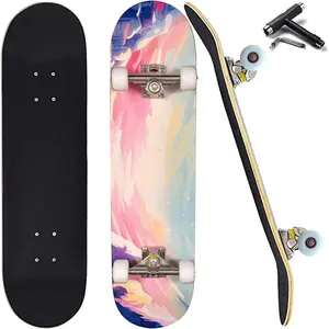 Skateboard Is Suitable For Beginners, Adults, Teenagers, Girls, And Boys. It Is A 31 Inch Professional Complete Skateboard With 7 Layers Of Canadian Maple Double Kick Concave Long Board Patineta
