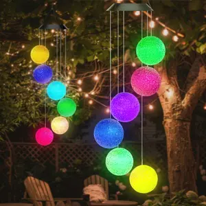 Solar Wind Chime Light, Colorful LED Light, Outdoor Hanging Garden Chandelier Landscape Light, Light Sensor Control, No Remote Control, with 600mAh Nickel Battery, Suitable for Outdoor Garden, Patio, Sidewalk, Party Decoration and Holiday Gift