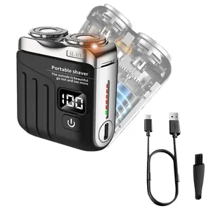 Mini Portable Beard Shavers, Valentine Gifts for Men, Lightweight Double-Ring Magnetic Cutter, Waterproof Comfort Compact Travel Steel Shaver