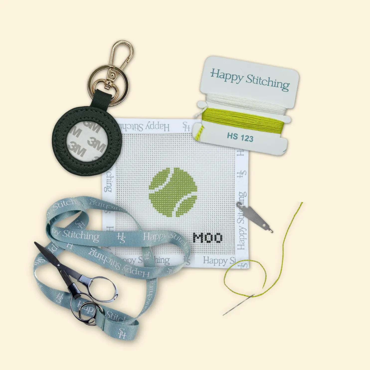 Happy Stitching - Courtside Companion Needlepoint Key Fob Kit - All In One Self Finishing Needlepoint kit