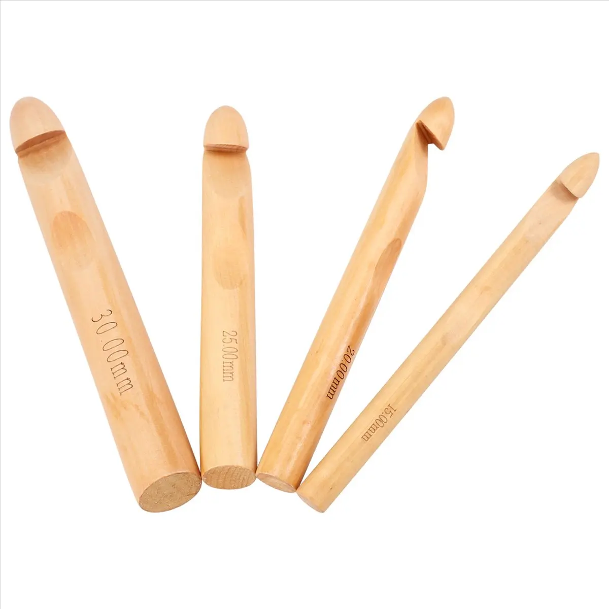 Large Crochet Hooks 15mm 20mm 25mm 30mm Wooden Crochet Hook Set for Chunky Yarn, Crocheting Huge Crochet Hooks