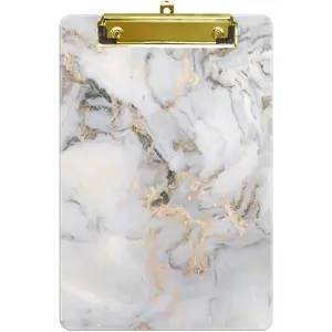 Small Plastic Clipboard, Fashion Design A5 Memo Clip Board for Students, , Women, Office, , Low Profile Clip, Cute , Mini Size 6 x 9 in, Gray