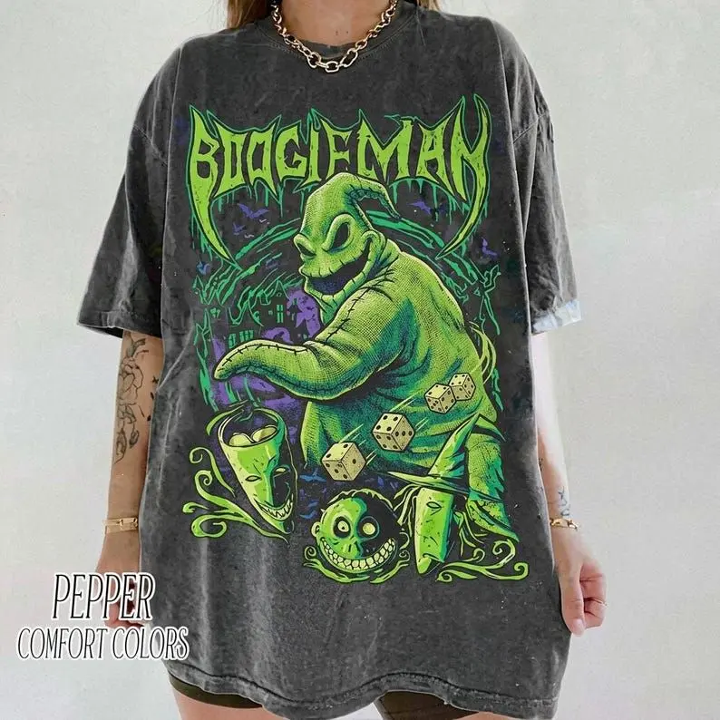 BOOGIEMAN Oogie Boogie Shirt, Comfort Colors Vintage Halloween Tee, Retro Heavy Metal Style Nightmare Before Christmas Oversized T-Shirt