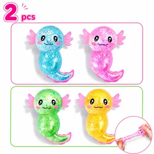 2 pcs Axolotl Squishy Stress Relief Toy Glitter Fidget Toys Cute Malt Sugar Axolotl Toy Fidget Toys Fidget Toy , Party Favors Anxiety Relief Squishy Toys