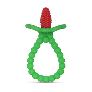 RaZbaby Silicone Baby Teether, BerryBumps Textured Silicone for Babies' Sore Gums, BPA Free, Easy-to-Hold, 3M+ Multi-Texture Teething Relief Toy