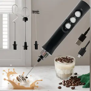 3 in 1 Rechargeable Electric Milk Frother, Handheld High Speed Beverage Mixer Mini Blender Tool, Milk Automatic Frother Wand, Coffee Frothing Stick, Coffee Making Tool, Coffee Equipment, Coffee Supplies, Coffee Tools, Blender Machine,Cordless Milk Frother