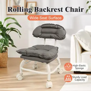 1 Count Rolling Backarest Chair, Silent Rolling Wheels For Home & Office