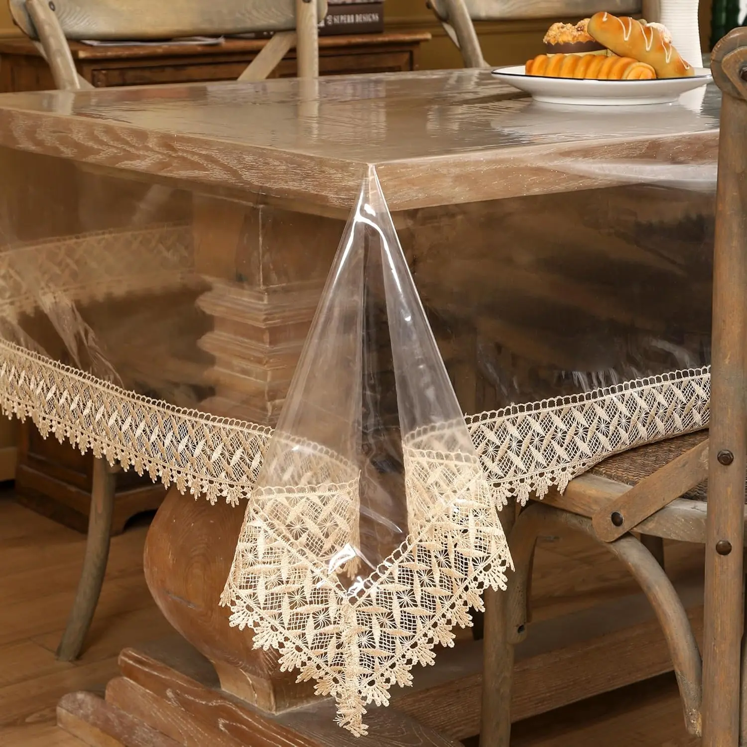 Clear Vinyl Tablecloth Protector /Oil-Proof Plastic Square Transparent Sheet Table Cover (54X54 Inch)