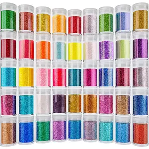 Ultra Fine Glitter 45 Colors Set, Holographic Glitter Powder for Tumblers, Arts and Craft Glitter, Iridescent Glitter for Epoxy Resin, Cosmetic Glitter for Body Nail Face Hair Eyeshadow Makeup,By Traiisutor