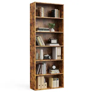 Industrial 5/6 Shelf Bookcase - Large 53 Inch Tall Floor Standing Open Bookshelf for Home Office, Living Room, and Bedroom