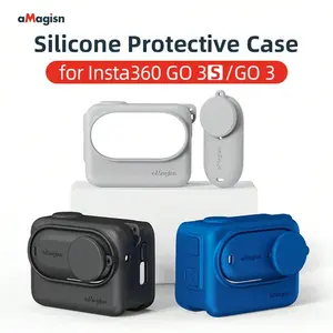 for Insta360 GO 3S/GO3 Silicone Protective Case, Photography Camera Accessories, Black/Bule/Grey, for Outdoor Sports, Campus Photography, Camera Screen and Lens Protector, Convenient Installation, Free Lens Cap Anti-Lost Lanyard & Wrist Strap