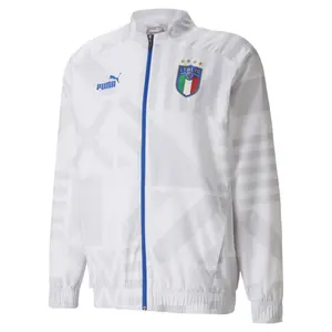 PUMA Mens Italy Away Prematch Jacket Soccer Cleats Full Zip - White