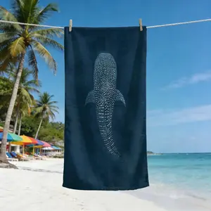 Deep Sea Whale Shark Beach Towel, Soft Quick-Dry, Sandproof Sun Protection, Perfect for Summer Vacation, Travel, Pool, Camping, Absorbent Towel