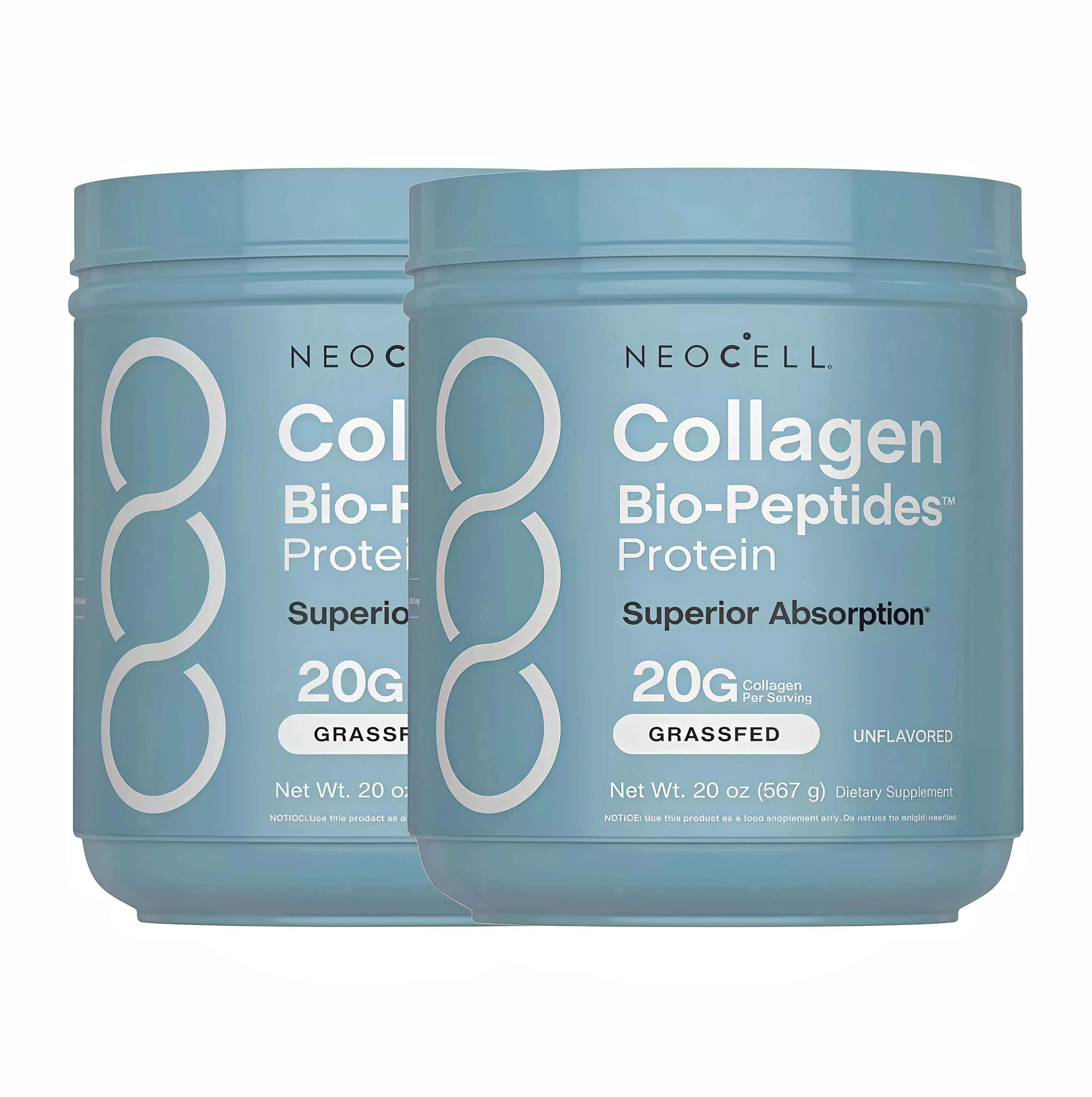 2 Pack NeoCell Collagen Peptides Powder 20oz - Grassfed Protein Supplement IU- Advanced with 18 Essential Amino Acids