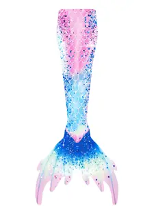 Girls Mermaid Tail Swimsuit, High Elasticity Fabric, Waistband Design, Suitable for Girls 100-150cm, All Seasons, Beach Party Gift