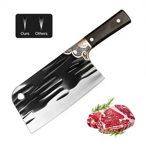 Outdoor Camping Butcher Knife for Meat Cutting Hand Forged Chopping Knife with Full Tang Handle, Heavy Duty Bone Cleaver for Best Gift