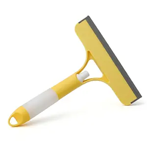 3-in-1 Multi-Use Spray Cleaning Squeegee, Home Care Tool with Built-In Bottle and Microfiber Scrubber, Car Cleaning Windshield Cleaner, White & Yellow