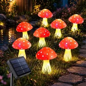 8/16-Pack Red Solar Mushroom Lamp, 8 Modes, Outdoor Waterproof, for Garden Decor, Christmas, Halloween, Yard, Lawn