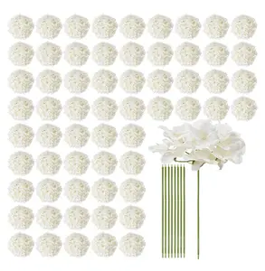 Artificial Hydrangeas 105pcs White Silk Flowers, Faux Hydrangea Bulk for Wedding Bouquets, Home Decor Centerpieces, Party Decorations 105 pcs