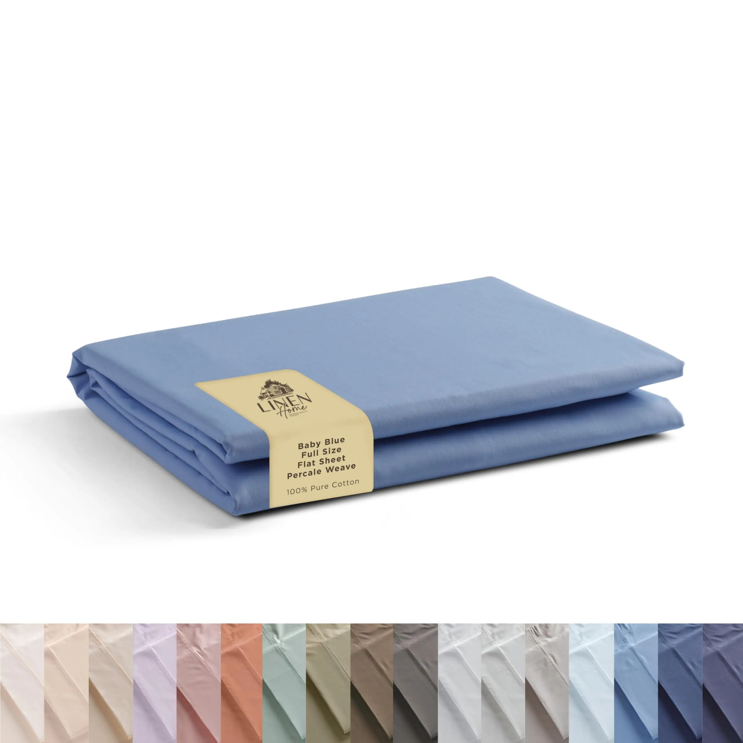 Linen Home 100% Cotton Percale 1 Flat Sheet, Crisp, Cool and Strong Bed Linen, Luxury Breathable Sheet