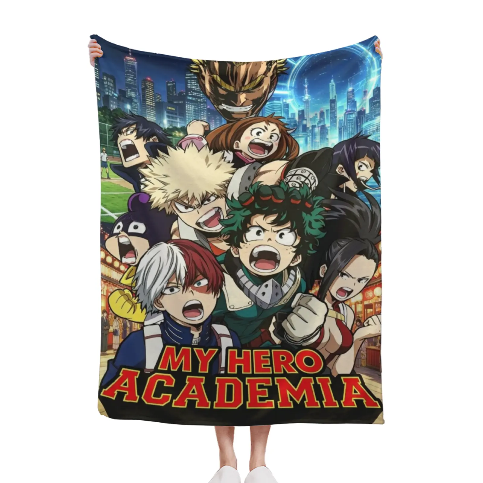 My Hero Academia Group Character Throw Blanket, Unisex Anime Graphic Flannel Blanket, Deku Bakugo Todoroki All Might Print Blanket, Y2K Japanese Anime Home Decor Gift 30x40 40x50 50x60 60x80inch