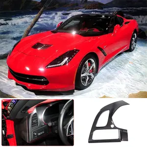 1-piece ABS carbon fiber textured/piano black car driver's side air vent trim frame, suitable for 2014-2019 Corvette C7 models