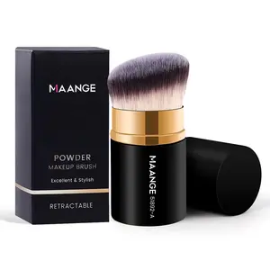 Angled Head Retractable Makeup Brush, Travel Blush Kabuki Brush, Portable Flawless Precision Powder Brush for Foundation, Powder Blush, Bronzer, Buffing, Beauty Travel Brush