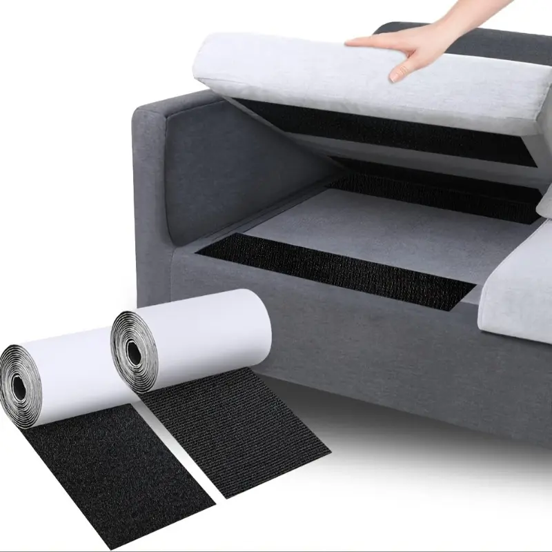 1set(2 Rolls) Couch Cushion Grip Tape Keep Couch Cushions From Sliding - Non Slip Cushion Pads, 4in X 6.5 FT Heavy Duty Strips With Adhesive For Fabric, Interior Outdoor Patio Cushions, Hook And Loop Anti Slip
