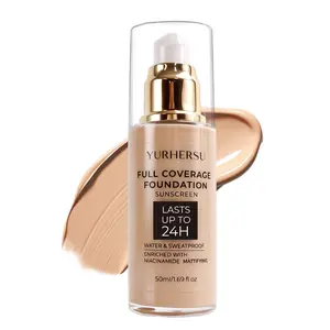 Long-Lasting Waterproof Foundation, Full Coverage Hydrating Concealer, Daily Use, Facial Beauty, Flawless Skin, Reliable Sun Protection
