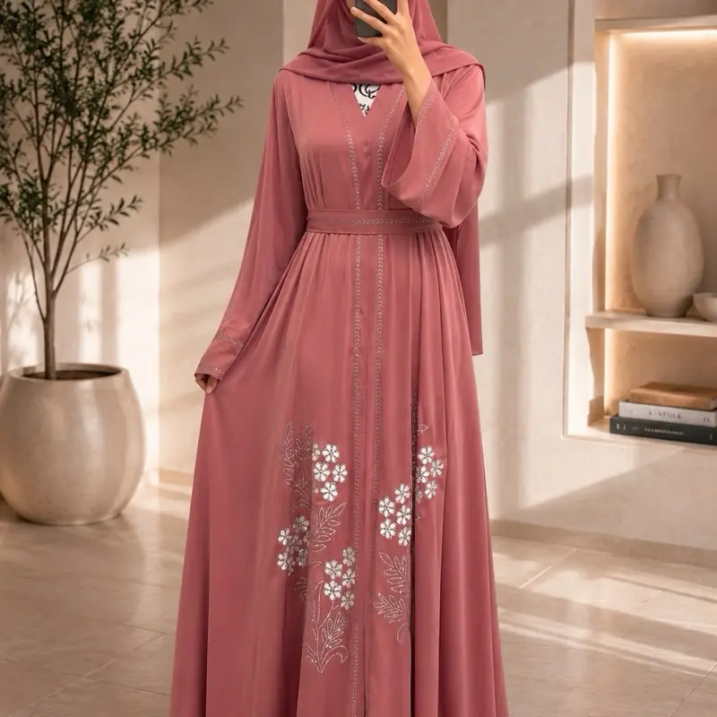 71# Dubai luxury one piece abaya with matching hijab and belt