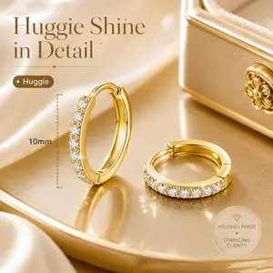 Set of 3 pairs of gold hoop earrings — delicate, small stud hoops for layering; 14K gold-plated, hypoallergenic ear drops/ear cuffs; women’s gold jewelry gift; fashionable earring set
